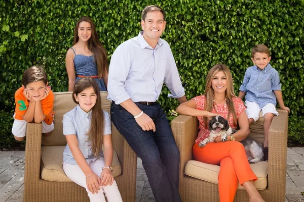 The Rubios with (from left) Anthony, Daniella (sitting), Amanda, and Dominick, outside their Florida home.