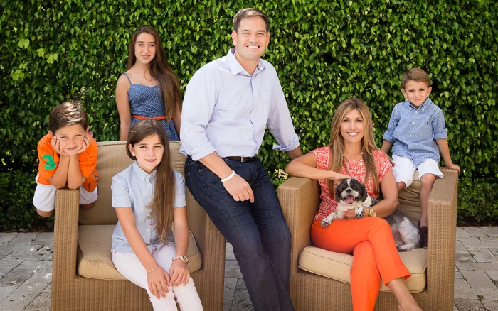 The Rubios with (from left) Anthony, Daniella (sitting), Amanda, and Dominick, outside their Florida home.