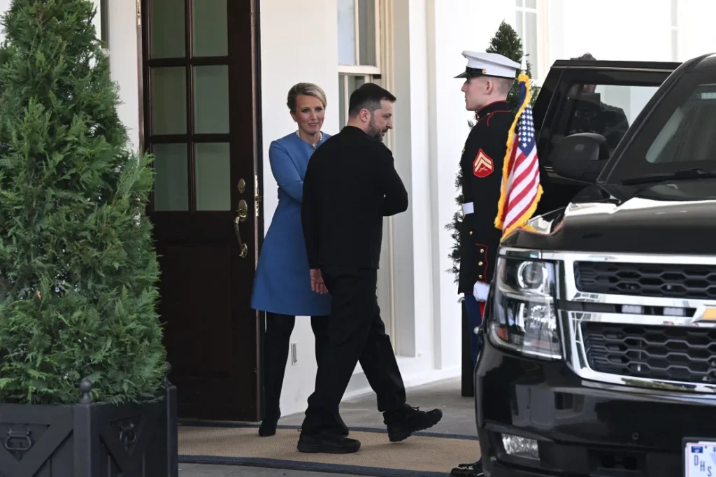 Ukraine's President Volodymyr Zelensky leaves the White House after meeting with US President Donald Trump.